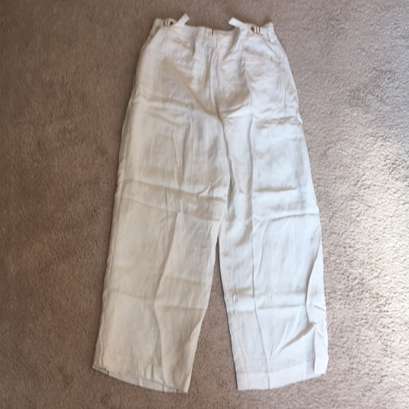 ALEXANDER WANG WHITE VISCOSE/SILK HIGH-RISE PANTS WITH COPPER ADJUSTABLE SIZE 2 - Picture 2 of 5
